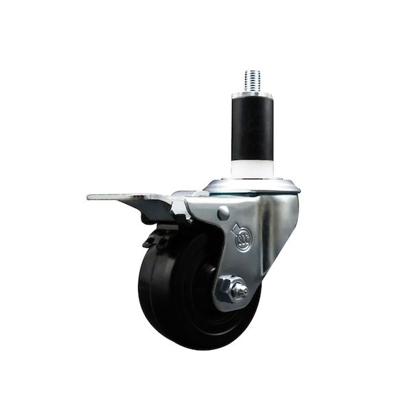 3'' Hard Rubber Swivel 1-3/8'' Expanding Stem Caster Total Lock Brake